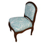 CUSTOM VENISE UPHOLSTERED FRENCH SLIPPER CHAIR WITH CARVED WOOD FRAME