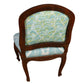 CUSTOM VENISE UPHOLSTERED FRENCH SLIPPER CHAIR WITH CARVED WOOD FRAME