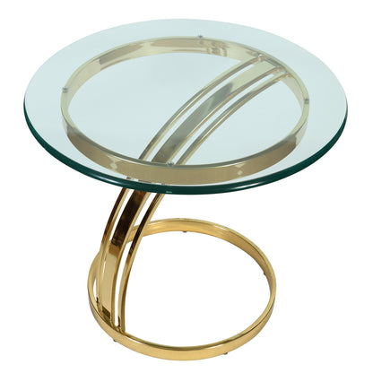 MID CENTURY MODERN BRASS AND GLASS MILO BAUGHMAN STYLE SIDE TABLE