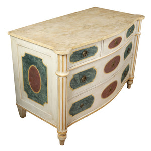 ITALIAN POLYCHROME COMMODE WITH FAUX MARBLE TOP