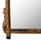 ANTIQUE MIRROR WITH GILT CARVED URN CREST AND GARLAND DETAIL