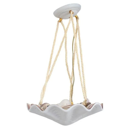 MID 20TH CENTURY PLASTER SHELL FORM PENDANT LIGHT IN SERGE ROCHE STYLE, LARGE