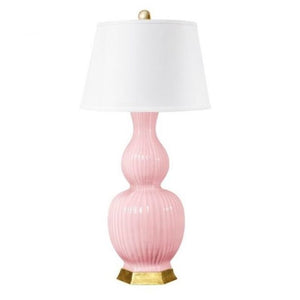 PINK CERAMIC LAMP WITH GOLD BASE