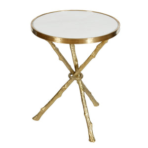 JANSEN STYLE MARBLE TOP BRASS SIDE TABLE