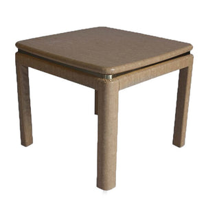 KARL SPRINGER STYLE FAUX SNAKESKIN AND BRASS TABLE