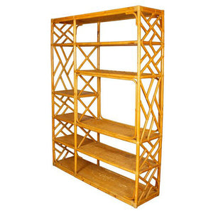 LARGE BIELECKY STYLE VINTAGE RATTAN ETAGERE