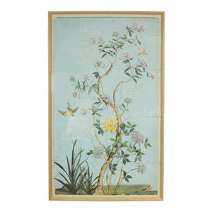 LARGE FRAMED BLUE GRACIE STYLE CHINOISERIE PANEL