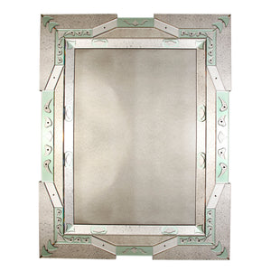 LARGE ANTIQUED DECO VENETIAN INSPIRED MIRROR