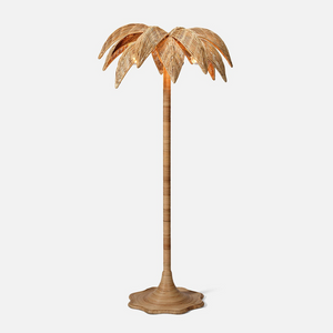 RATTAN PALM TREE STANDING LAMP