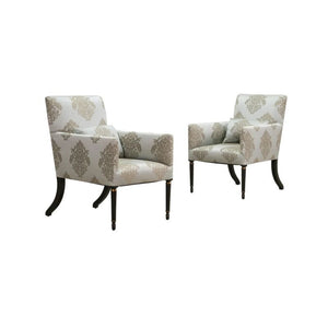 PAIR OF MODERN DAMASK DESSIN FOURNIR ARM CHAIRS