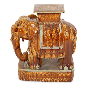 VINTAGE GLAZED CERAMIC ELEPHANT