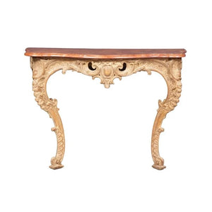 ROCOCO STYLE FAUX MARBLE TOP WALL MOUNT CONSOLE TABLE