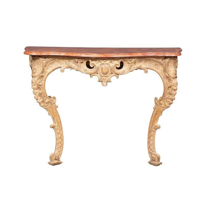ROCOCO STYLE FAUX MARBLE TOP WALL MOUNT CONSOLE TABLE