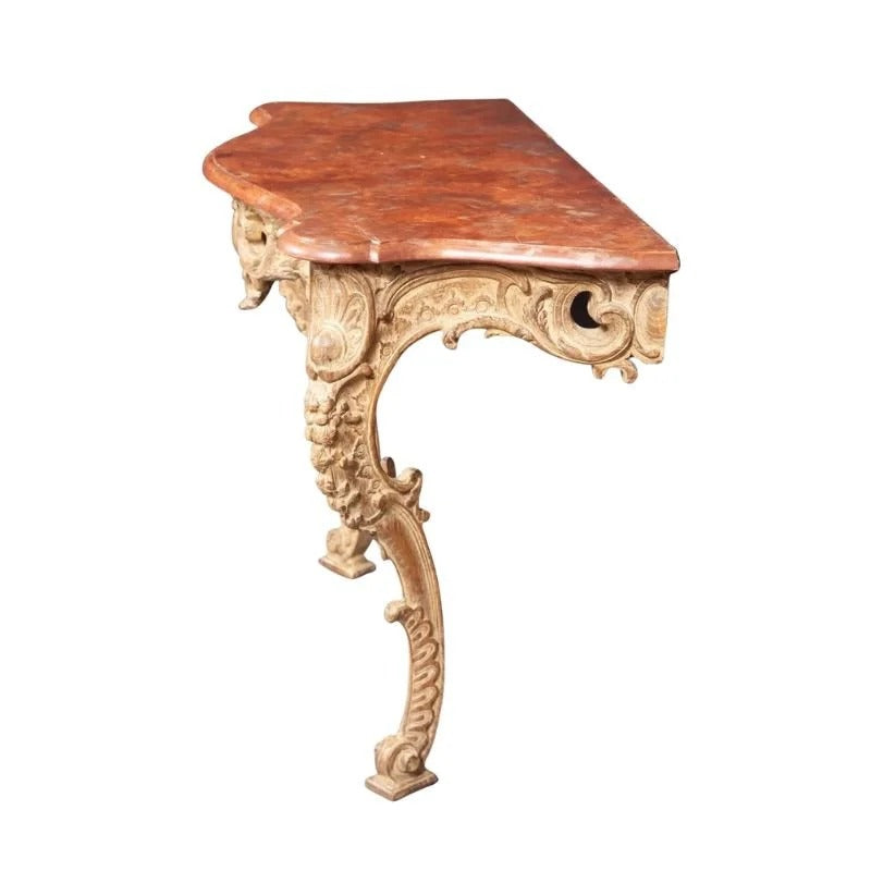 ROCOCO STYLE FAUX MARBLE TOP WALL MOUNT CONSOLE TABLE