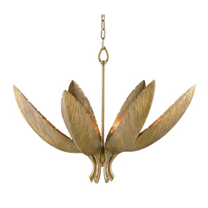 BRASS ABACA LEAF INSPIRED CHANDELIER