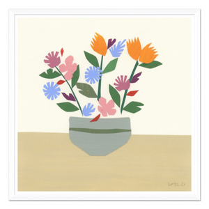 "POSY" PRINT IN WHITE WOOD FRAME BY SUSAN HABLE