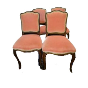 SET OF FOUR LOUIS XV STYLE VINTAGE WALNUT DINING CHAIRS