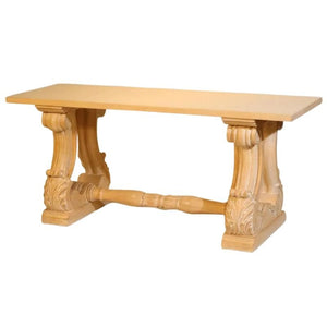 CURVED COLUMNAR BASE WOOD CONSOLE TABLE