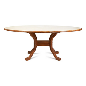 ITALIAN FAUX-PAINTED AND ROPE CARVED DINING TABLE