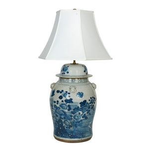 BLUE AND WHITE CHINESE EXPORT LARGE LAMP