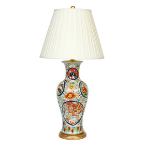 CHINESE EXPORT MULTICOLOR BEAKER LAMP WITH GILT BASE