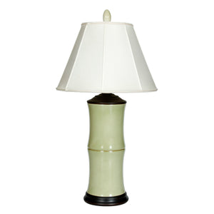 LARGE CELADON GREEN BAMBOO FORM CERAMIC LAMP