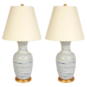 BLUE SWIRL PORCELAIN LAMPS