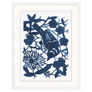 NAVY SPARROW PRINTS IN WHITE FRAMES