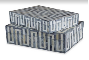 GREEK KEY STYLE BONE INLAY BOX