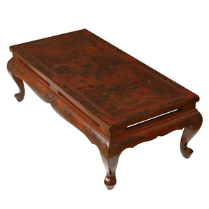 CHINOISERIE LACQUERED COROMANDEL STYLE COFFEE TABLE WITH CABRIOLE LEGS