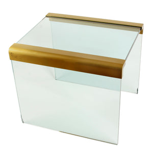 PACE "WATERFALL" SIDE TABLE WITH UNLACQUERED BRASS TRIM