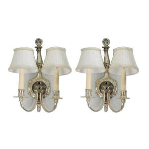 PAIR OF ANTIQUE SILVER PLATED ENGLISH SCONCES