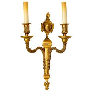 PAIR OF BRONZE LOUIS XVI STYLE SCONCES