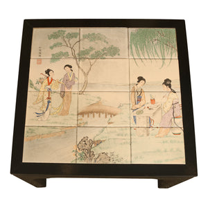 PAIR OF CHINESE STYLE INSET CERAMIC SIDE TABLES