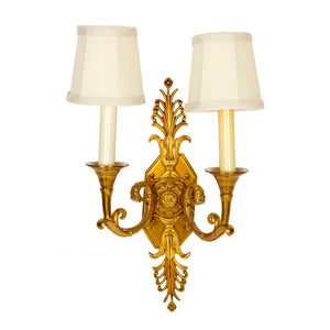 PAIR OF GILT METAL EMPIRE TWO-ARM SCONCES