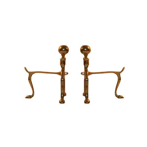 PAIR OF SMALL BRASS ANDIRONS