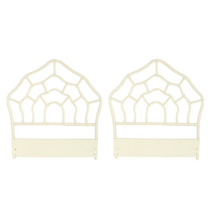 PAIR OF VINTAGE RATTAN WAVE HEADBOARDS