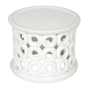 PLASTER ROUND LOW TABLE WITH CIRCLE DESIGN