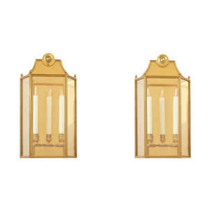 PAIR OF HEAVY GILT WALL SCONCES WITH THREE LIGHTS