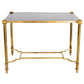 MAISON JANSEN BRASS SIDE TABLE WITH GILT AND EBONIZED TOP