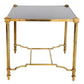 MAISON JANSEN BRASS SIDE TABLE WITH GILT AND EBONIZED TOP