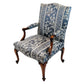 GEORGE III MAHOGANY ARMCHAIR IN CHINOISERIE BLUE DAMASK FABRIC