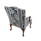 GEORGE III MAHOGANY ARMCHAIR IN CHINOISERIE BLUE DAMASK FABRIC