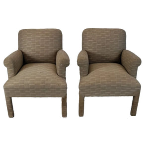 PAIR OF DONGHIA STYLE UPHOLSTERED ARMCHAIRS