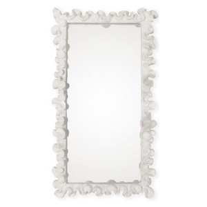 WHITE RECTANGULAR HAND SCULPTED RESIN MIRROR