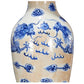 CHINESE PORCELAIN LAMP WITH BLUE DRAGON AND FLORAL MOTIF