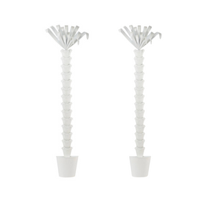 PAIR OF WHITE PAINTED METAL PALM TREES