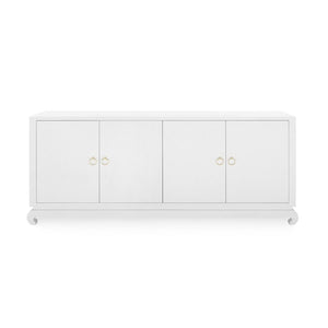 CREAM CANVAS SIDEBOARD WITH BRASS FITTINGS