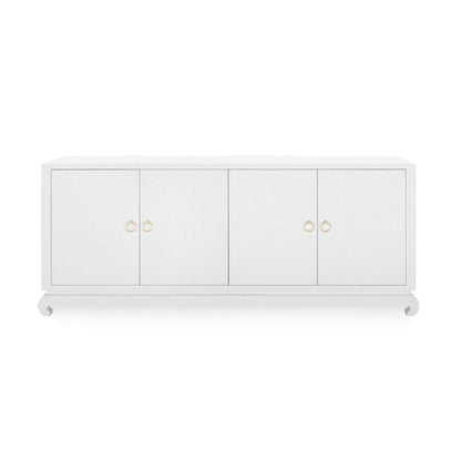 CREAM CANVAS SIDEBOARD WITH BRASS FITTINGS