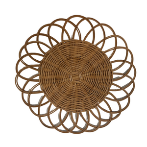 SET OF 4 FLORAL RATTAN PLACEMATS